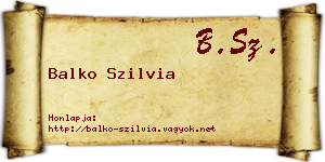 Balko Szilvia névjegykártya